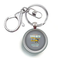 Thumbnail for de Havilland DH.82 Tiger Moth - Cartoon + Name - Circle Key Chain - Gray