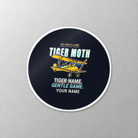 Thumbnail for de Havilland DH.82 Tiger Moth - Cartoon + Name - Circle Sticker - Close-up