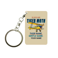 Thumbnail for de Havilland DH.82 Tiger Moth - Cartoon + Name - Key Chain - Beige