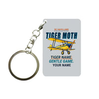 Thumbnail for de Havilland DH.82 Tiger Moth - Cartoon + Name - Key Chain - Light Gray