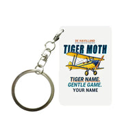 Thumbnail for de Havilland DH.82 Tiger Moth - Cartoon + Name - Key Chain - White