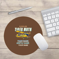 Thumbnail for de Havilland DH.82 Tiger Moth - Cartoon + Name - Round Mouse Pad - Brown
