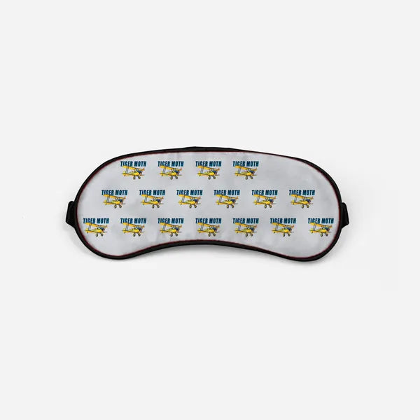 de Havilland DH.82 Tiger Moth - Cartoon Pattern - Sleep Mask - Light Gray