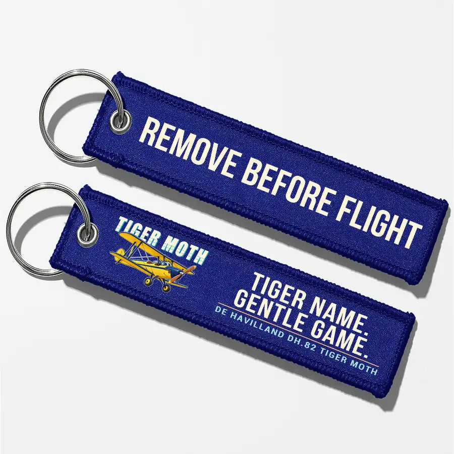 de Havilland DH.82 Tiger Moth Aviator Key Chains - Blue - Cartoon - Remove Before Flight