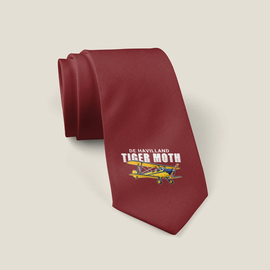 de Havilland DH.82 Tiger Moth - Cartoon - Tie - Dark Red