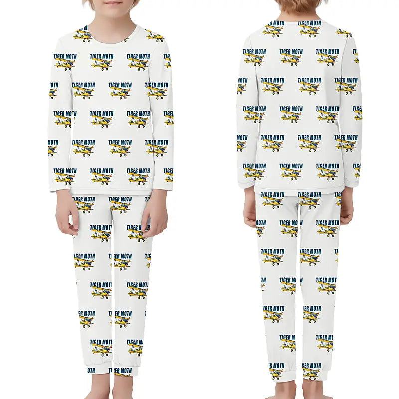 de Havilland DH.82 Tiger Moth - Children Pajamas - Cartoon Pattern - White
