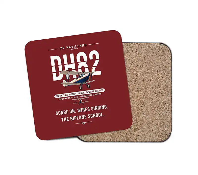 de Havilland DH.82 Tiger Moth - Original - Coaster - Dark Red