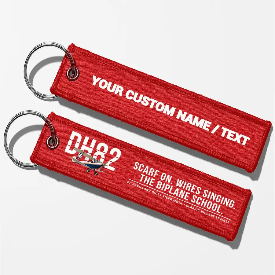 de Havilland DH.82 Tiger Moth Aviator Key Chains - Red - Original - Personalized