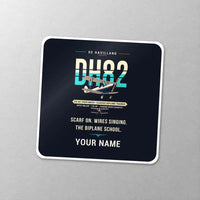 Thumbnail for de Havilland DH.82 Tiger Moth - Original + Name - Square Sticker - Close-up