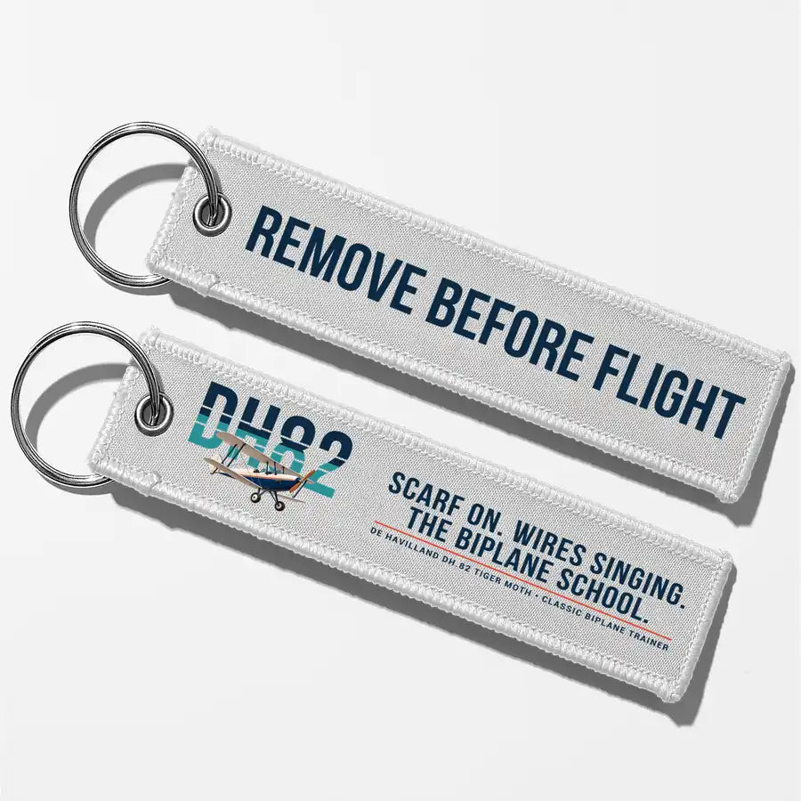 de Havilland DH.82 Tiger Moth Aviator Key Chains - White - Original - Remove Before Flight