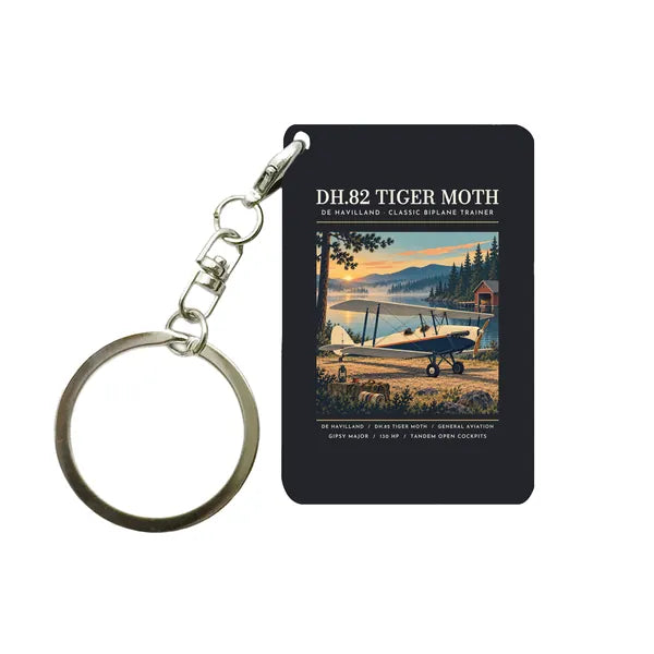 de Havilland DH.82 Tiger Moth - Poster - Key Chain - Black