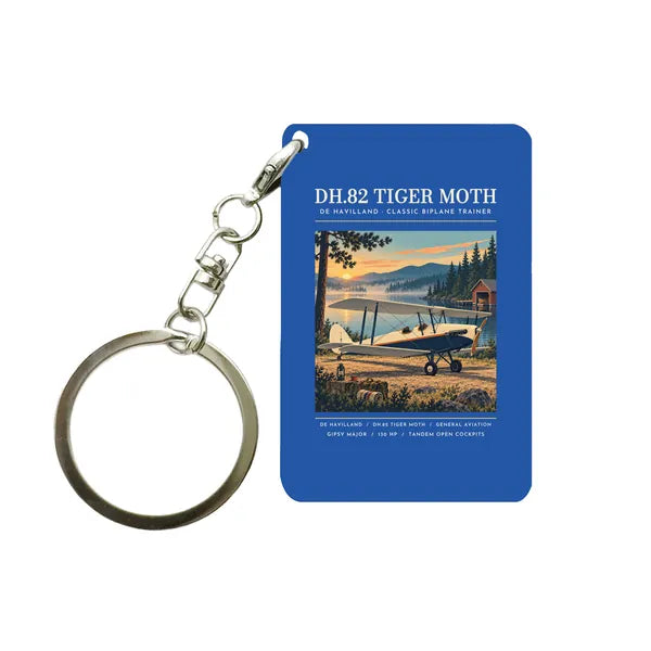 de Havilland DH.82 Tiger Moth - Poster - Key Chain - Blue
