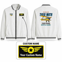 Thumbnail for de Havilland DH.82 Tiger Moth Stylish Jackets - Baseball Collar - Cartoon + Name - White