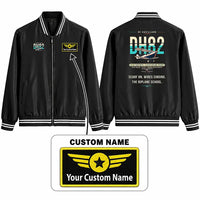 Thumbnail for de Havilland DH.82 Tiger Moth Stylish Jackets - Baseball Collar - Original + Name - Black