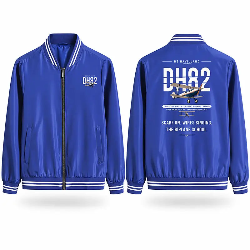 de Havilland DH.82 Tiger Moth Stylish Jackets - Baseball Collar - Original - Royal Blue