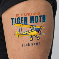 Thumbnail for de Havilland DH.82 Tiger Moth - Tattoo - Cartoon + Name - Man