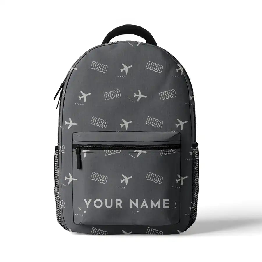 de Havilland DH.89A Dragon Rapide - 3D Backpack - 3D Pattern + Name - Gray
