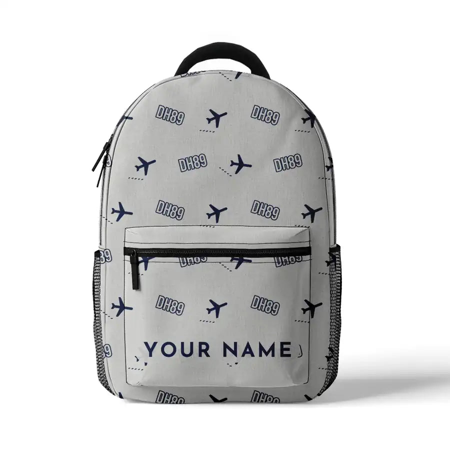 de Havilland DH.89A Dragon Rapide - 3D Backpack - 3D Pattern + Name - White