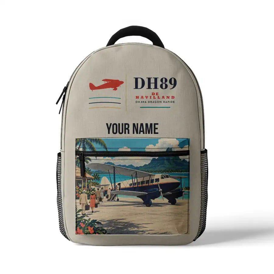 de Havilland DH.89A Dragon Rapide - 3D Backpack - Beige + Name