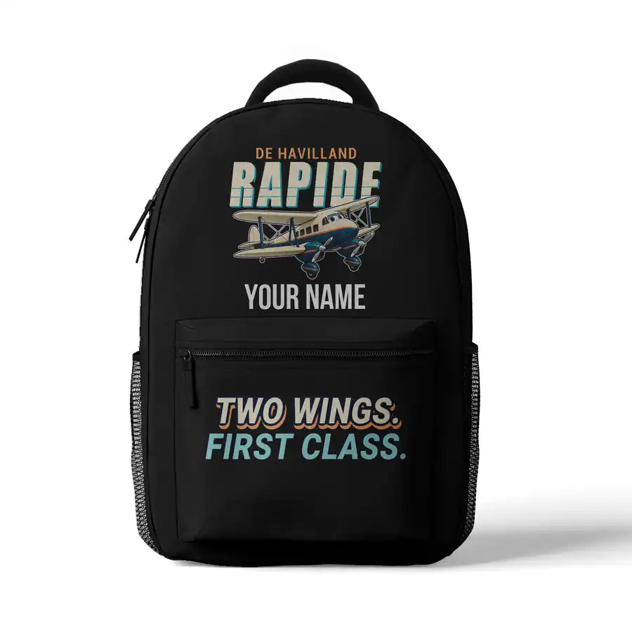 de Havilland DH.89A Dragon Rapide - 3D Backpack - Cartoon + Name - Black