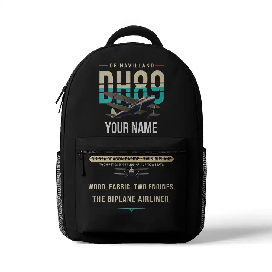 de Havilland DH.89A Dragon Rapide - 3D Backpack - Original + Name - Black