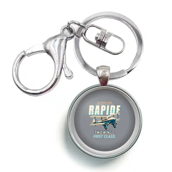 de Havilland DH.89A Dragon Rapide - Cartoon - Circle Key Chain - Gray