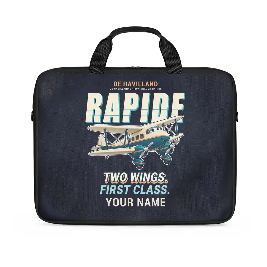 de Havilland DH.89A Dragon Rapide - Cartoon + Name - Laptop Bag