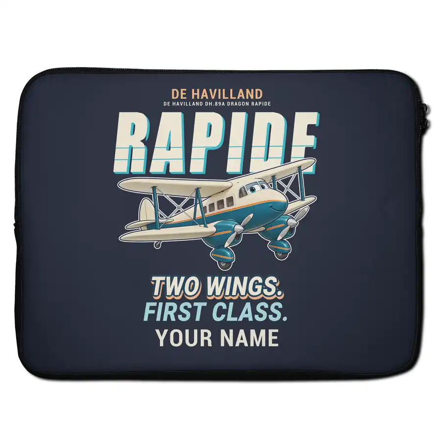 de Havilland DH.89A Dragon Rapide - Cartoon + Name - Laptop Sleeve