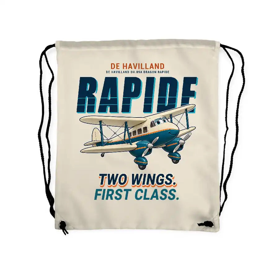de Havilland DH.89A Dragon Rapide - Drawstring Bag - Cartoon - Beige