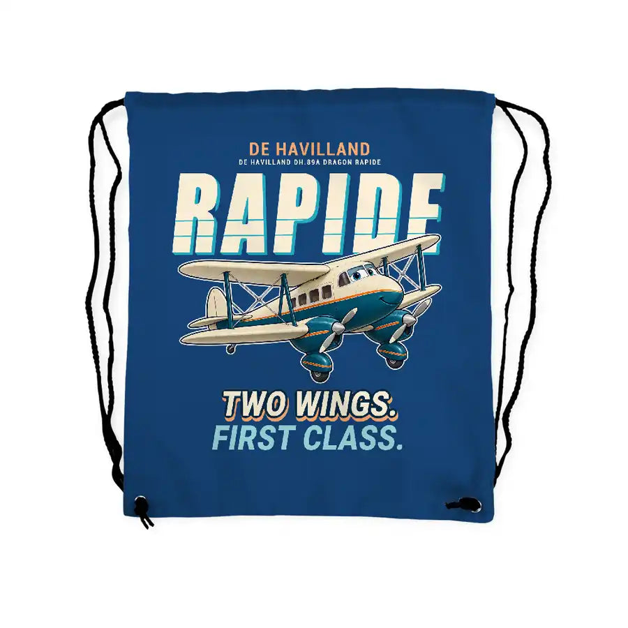 de Havilland DH.89A Dragon Rapide - Drawstring Bag - Cartoon - Blue