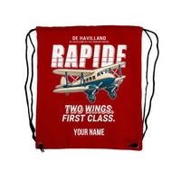 Thumbnail for de Havilland DH.89A Dragon Rapide - Drawstring Bag - Cartoon + Name - Red