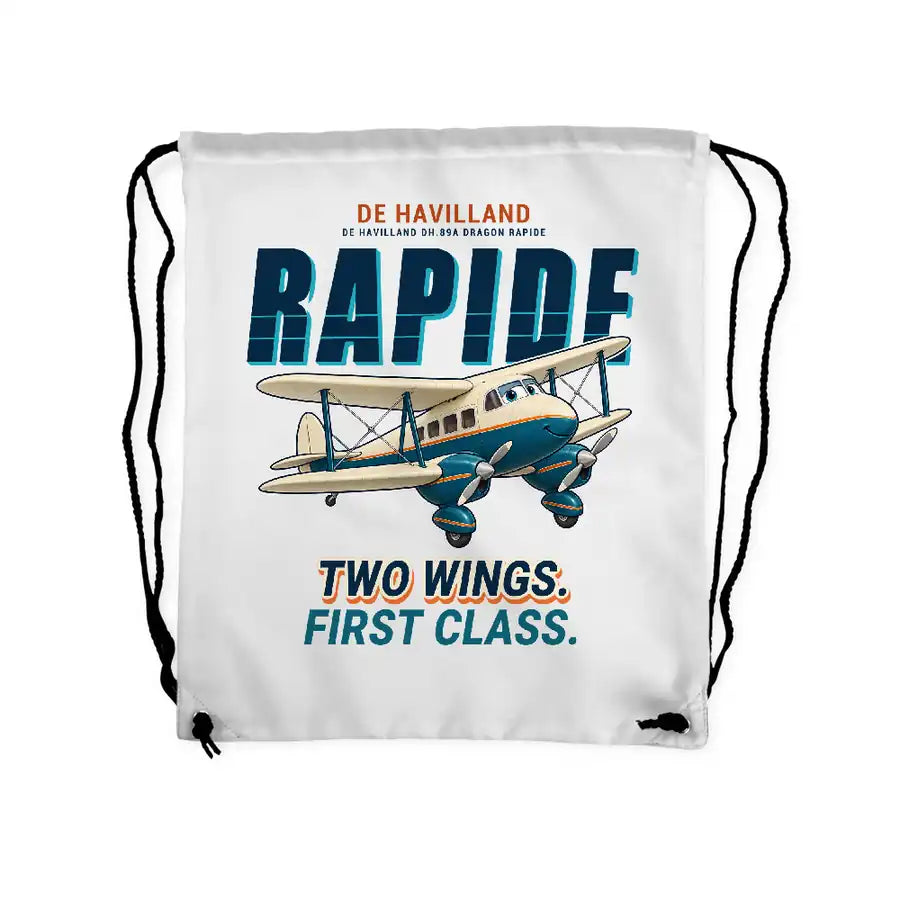 de Havilland DH.89A Dragon Rapide - Drawstring Bag - Cartoon - White