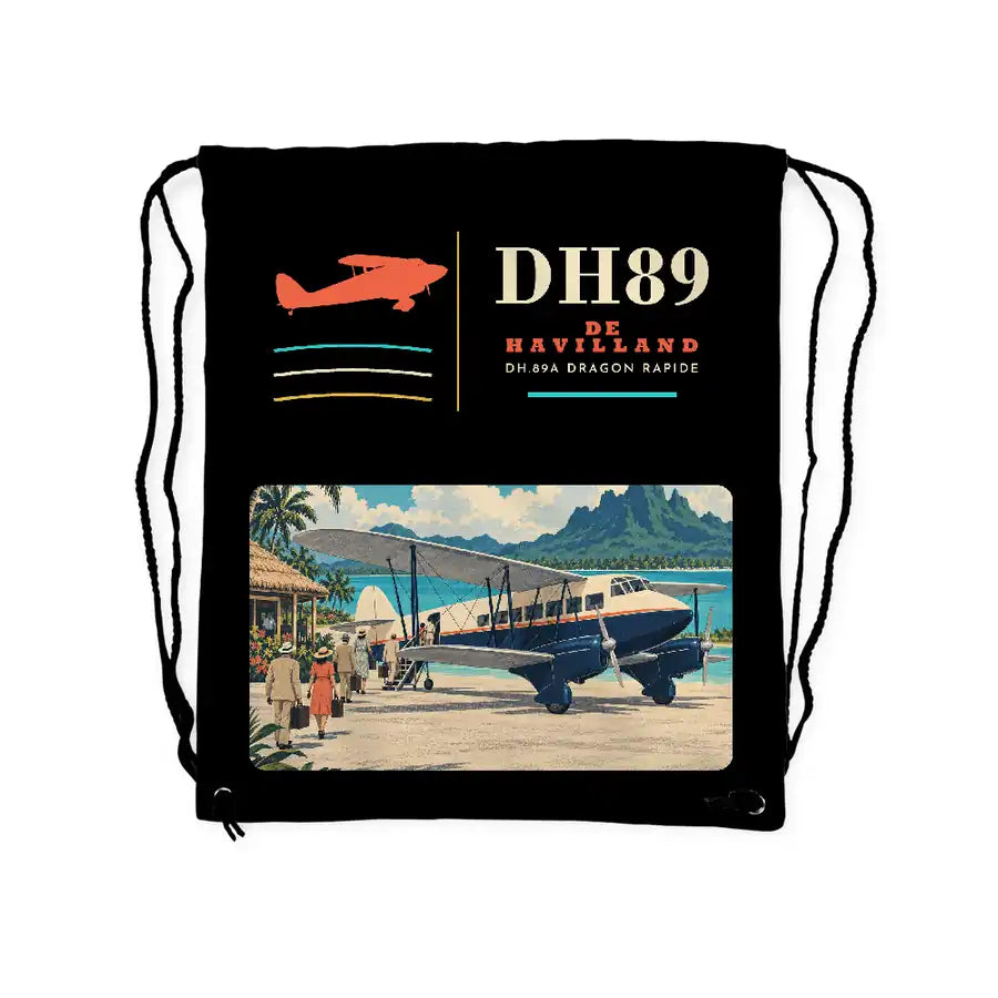 de Havilland DH.89A Dragon Rapide - Drawstring Bag - Classic - Black