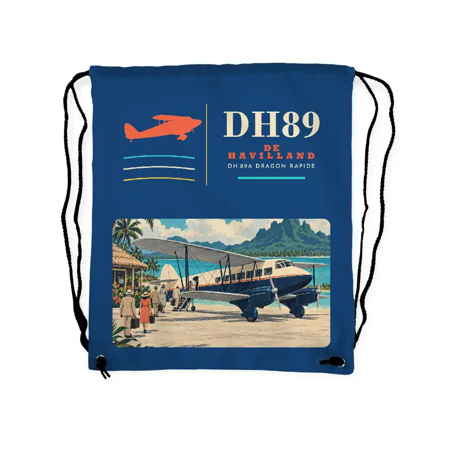 de Havilland DH.89A Dragon Rapide - Drawstring Bag - Classic - Blue