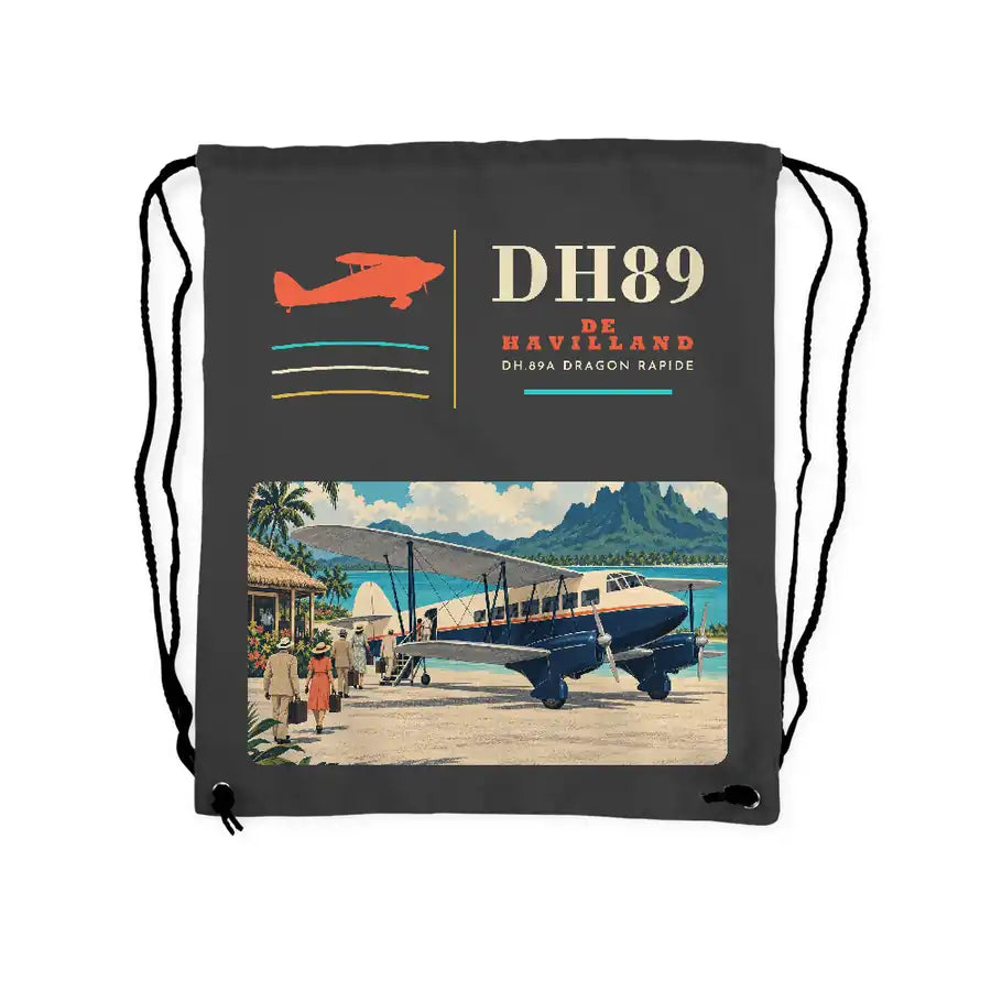 de Havilland DH.89A Dragon Rapide - Drawstring Bag - Classic - Gray