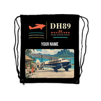 Thumbnail for de Havilland DH.89A Dragon Rapide - Drawstring Bag - Classic + Name - Black
