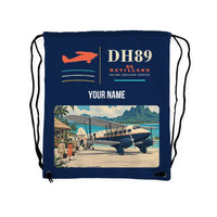 Thumbnail for de Havilland DH.89A Dragon Rapide - Drawstring Bag - Classic + Name - Dark Blue