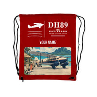 Thumbnail for de Havilland DH.89A Dragon Rapide - Drawstring Bag - Classic + Name - Red