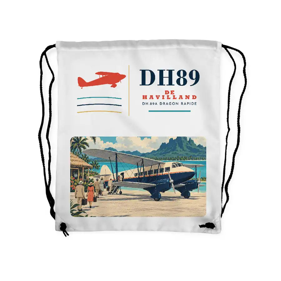 de Havilland DH.89A Dragon Rapide - Drawstring Bag - Classic - White