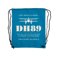 Thumbnail for de Havilland DH.89A Dragon Rapide - Drawstring Bag - Heritage - Light Blue