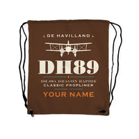 Thumbnail for de Havilland DH.89A Dragon Rapide - Drawstring Bag - Heritage + Name - Brown