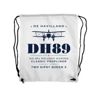 Thumbnail for de Havilland DH.89A Dragon Rapide - Drawstring Bag - Heritage - White