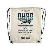 Thumbnail for de Havilland DH.89A Dragon Rapide - Drawstring Bag - Original + Name - Beige