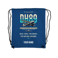 Thumbnail for de Havilland DH.89A Dragon Rapide - Drawstring Bag - Original + Name - Blue