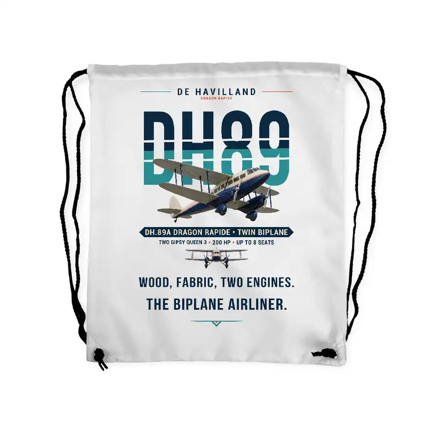 de Havilland DH.89A Dragon Rapide - Drawstring Bag - Original - White