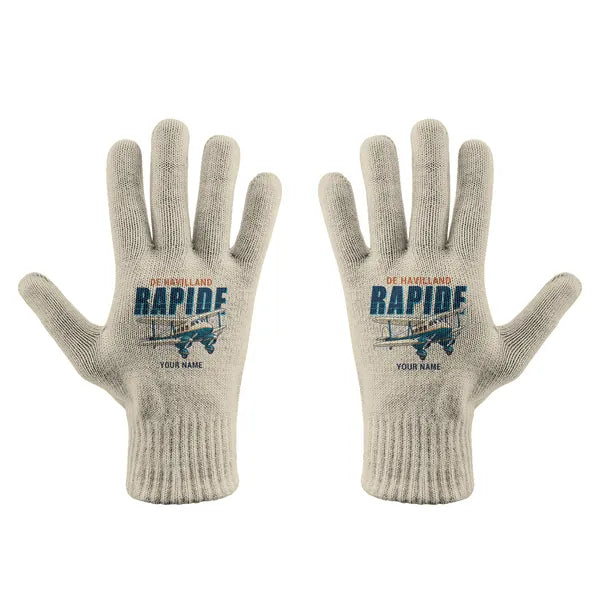 de Havilland DH.89A Dragon Rapide - Gloves - Full - Cartoon + Name - Beige
