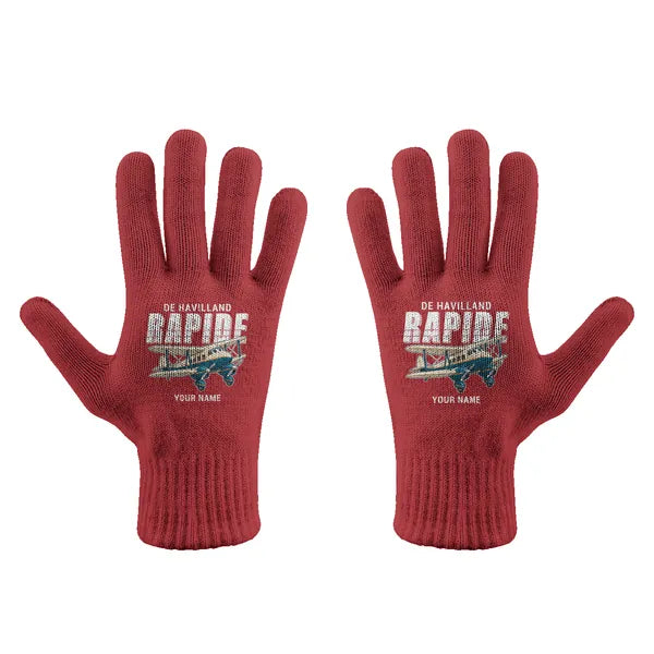 de Havilland DH.89A Dragon Rapide - Gloves - Full - Cartoon + Name - Red