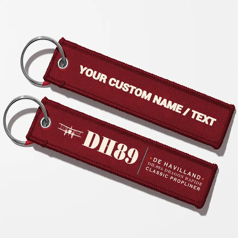 de Havilland DH.89A Dragon Rapide Aviator Key Chains - Dark Red - Heritage - Personalized
