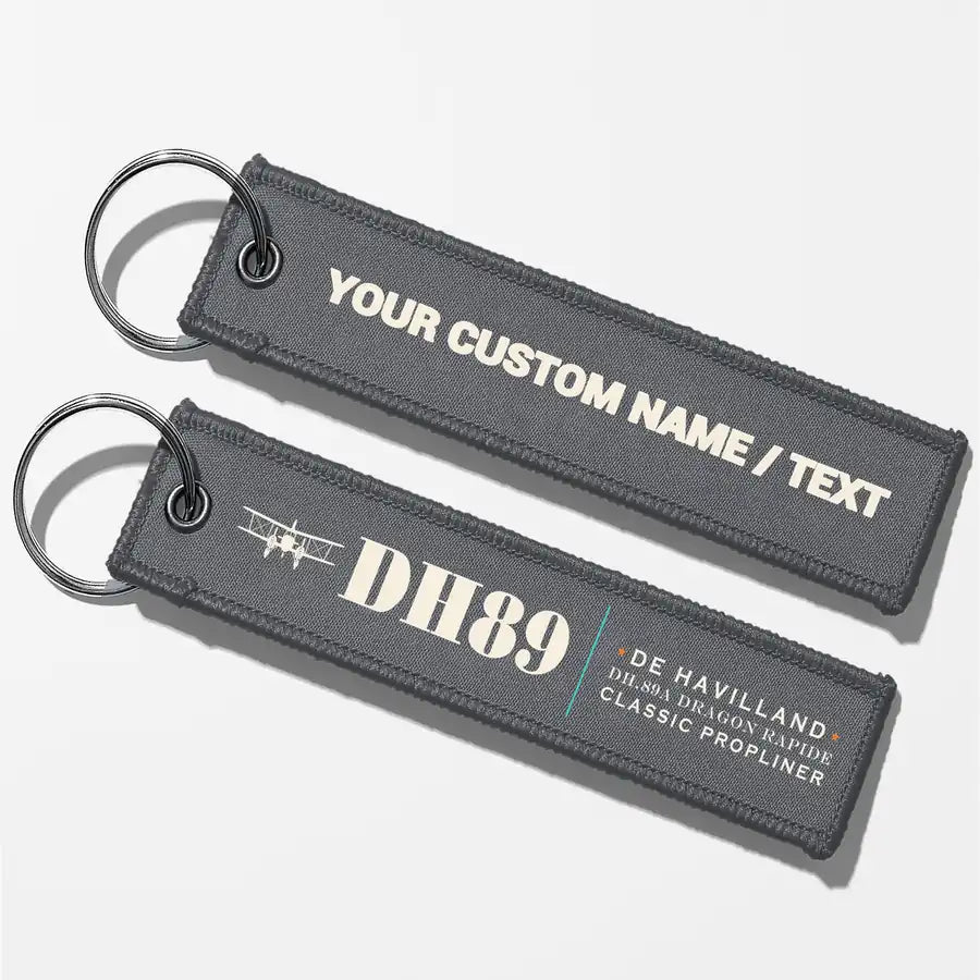 de Havilland DH.89A Dragon Rapide Aviator Key Chains - Gray - Heritage - Personalized