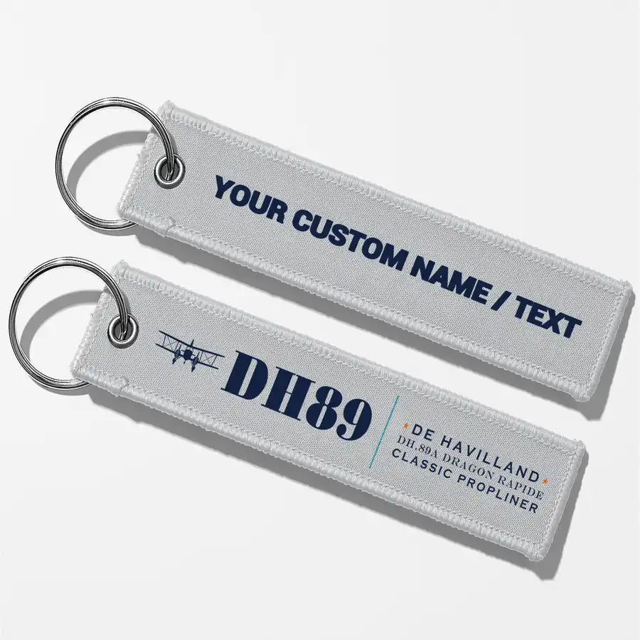 de Havilland DH.89A Dragon Rapide Aviator Key Chains - Light Gray - Heritage - Personalized